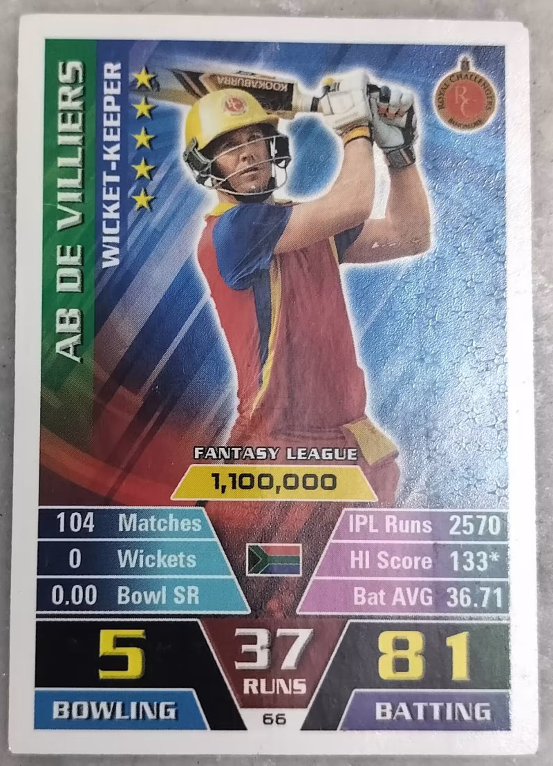 AB DE Villiers - Topps Cricket Attax -2011