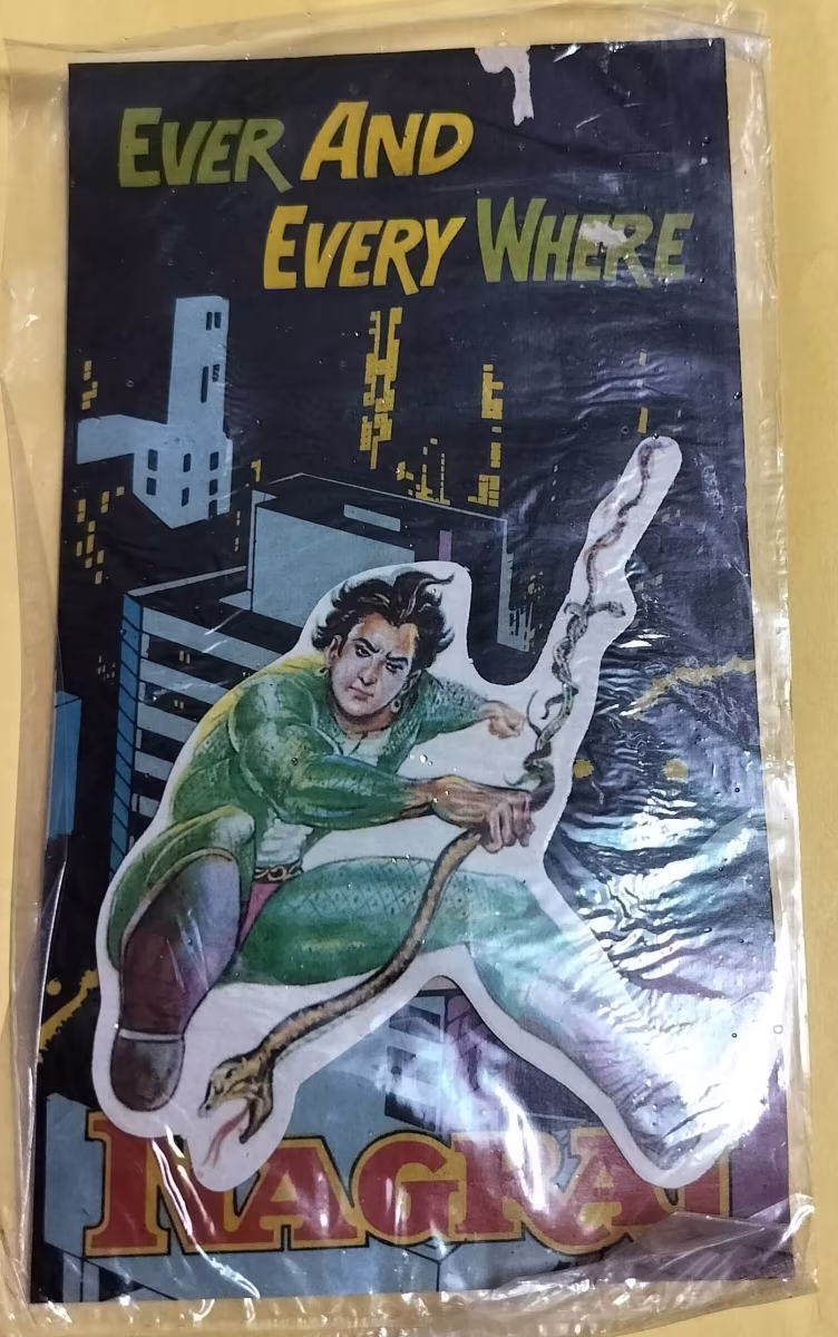 raj comics vintage stickers - "old nagraj pop-up sticker"
