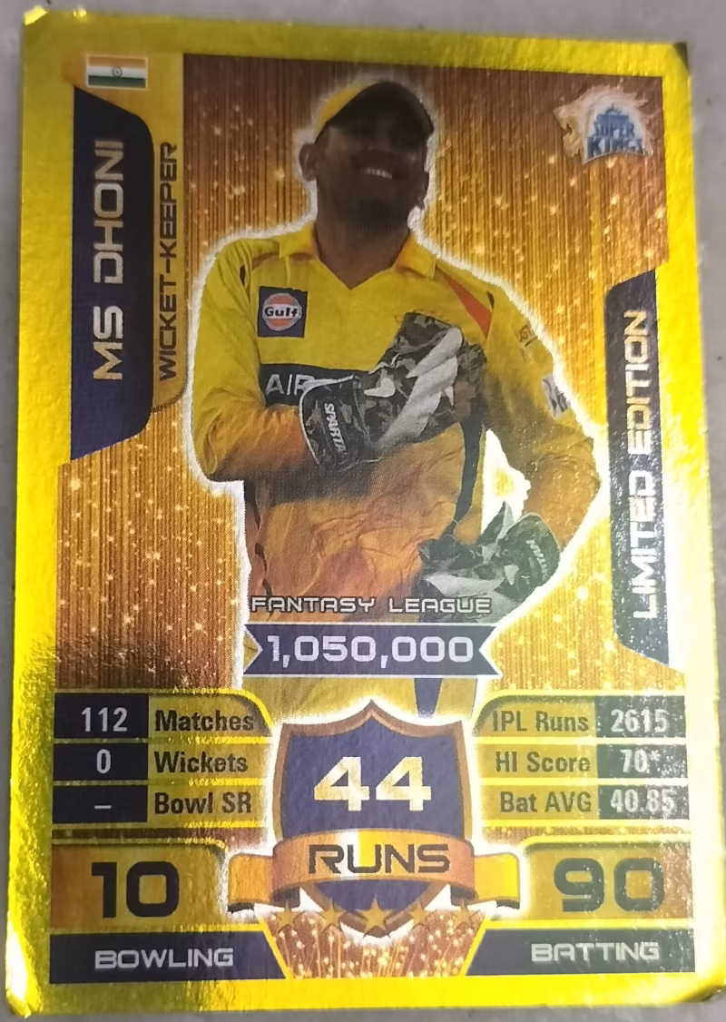 MS Dhoni - Topps Cricket Attax - Limited Edition - 2011
