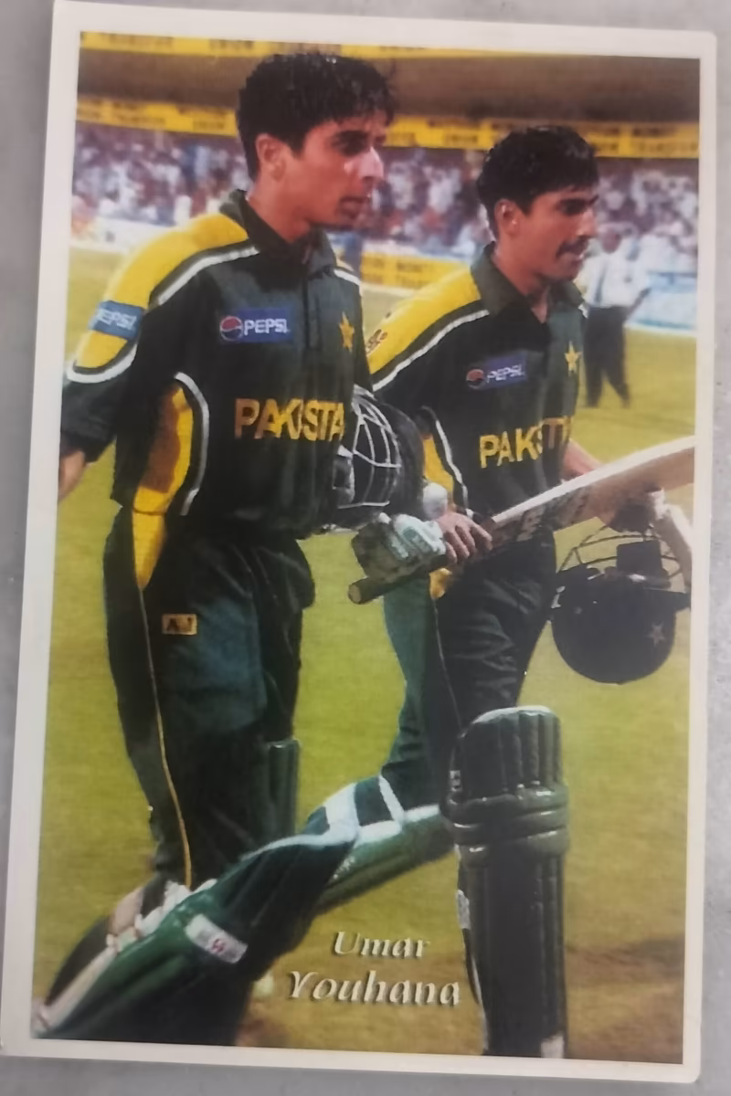 Vintage Umar & Youhana Postcard - "cricket"